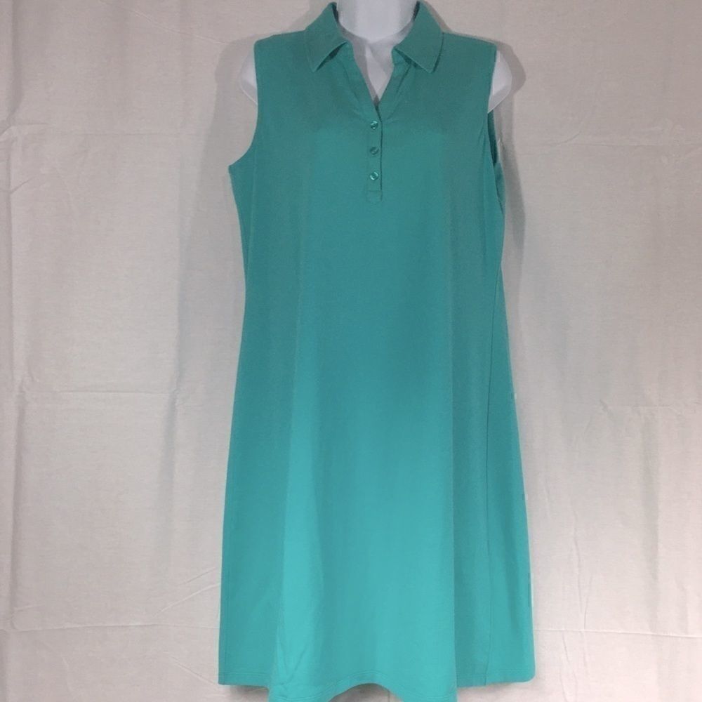 NWOT D & Co teal v neck tee shirt dress Small